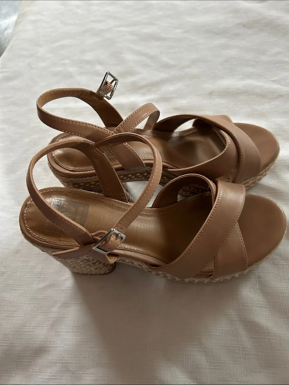 Dolce Vita Tan Cross-Strap Wedge Sandals